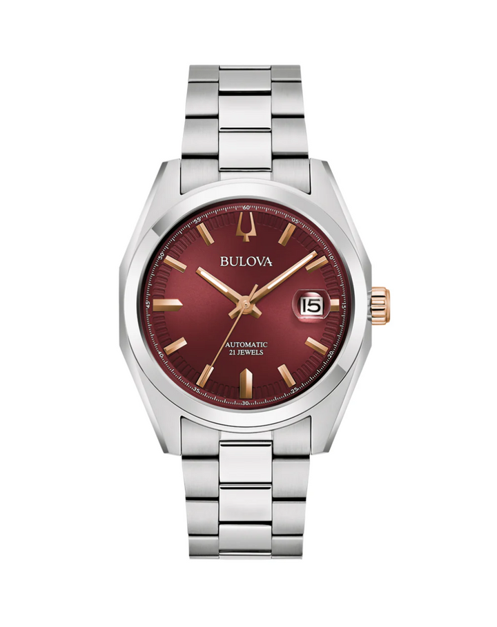 Bulova Burgundy Red Surveyor Automatic Gents Watch - 98B422