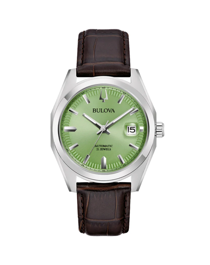 Bulova Classic Surveyor Automatic Green Dial Mens Watch - 96B427