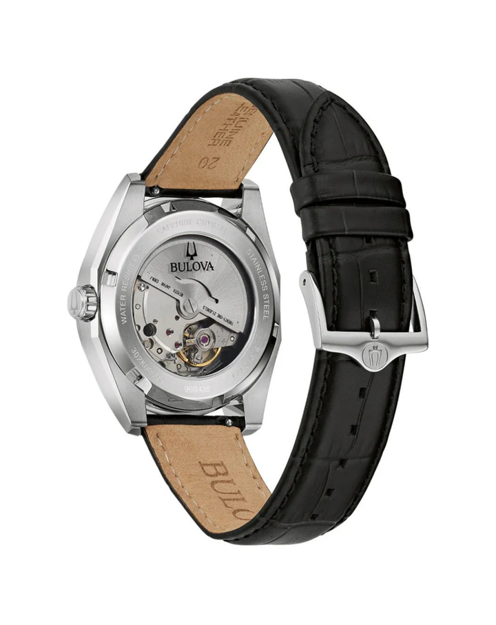 Bulova Classic Surveyor Leather Strap Automatic Mens Watch - 96B435