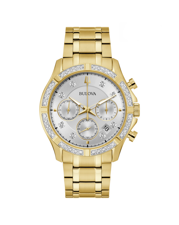 Bulova Diamond Sutton Chronograph Gold Mens Watch - 98E113