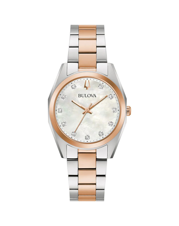 Bulova Duo Tone Surveyor Diamond Markers Ladies Watch - 98P207