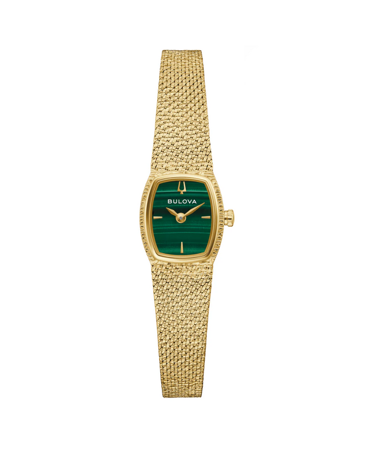 Bulova Malachite Goddess Of Time Gold Ladies Watch - 97L184