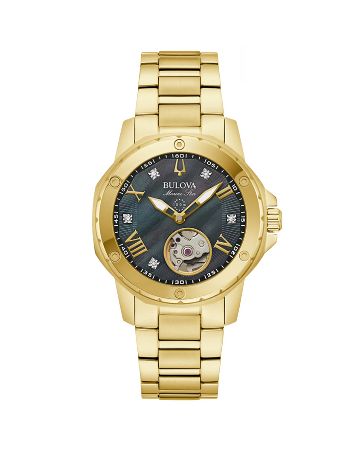 Bulova Marine Star Automatic Gold Ladies Watch - 97P171