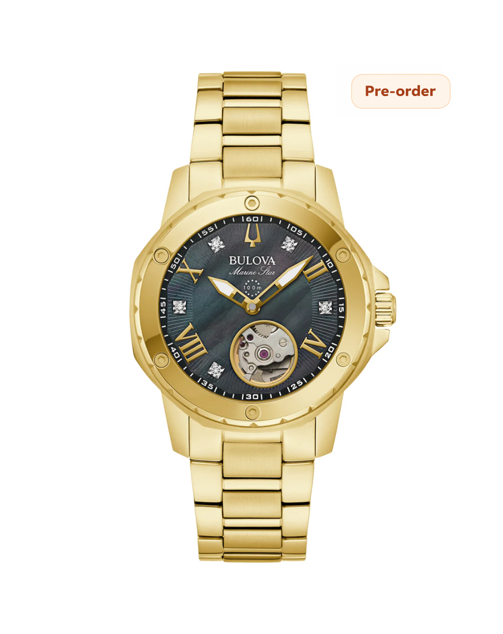 Bulova Marine Star Automatic Gold Ladies Watch - 97P171