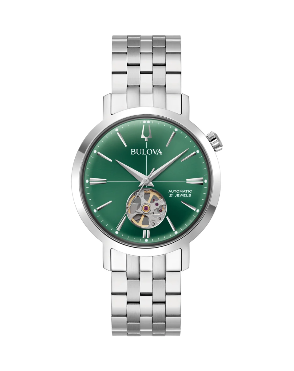 Bulova Open Heart Green Dial Automatic Unisex Watch - 96A319