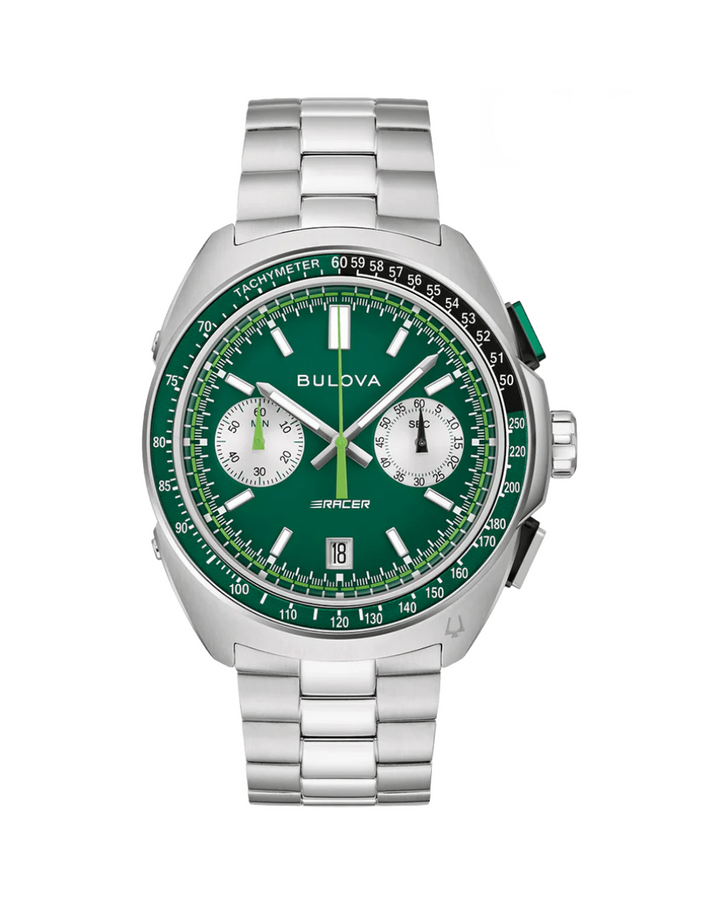 Bulova Racer Green Dial Chronograph Mens Watch - 98B468