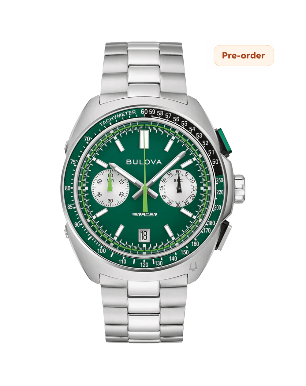 Bulova Racer Green Dial Chronograph Mens Watch - 98B468