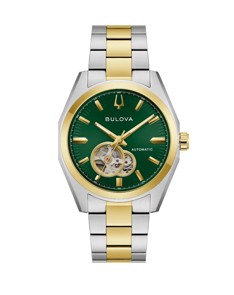 Bulova Surveyor Two Tone Green Dial Automatic Watch - 98A338