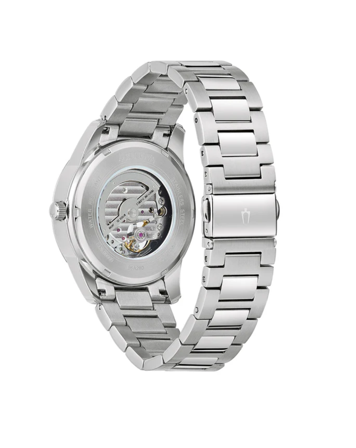 Bulova Sutton Automatic White Dial Open Heart Mens Watch - 96A280