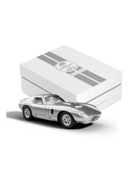 Bulova Shelby special presentation box with silver-plated Shelby Daytona Coupe model