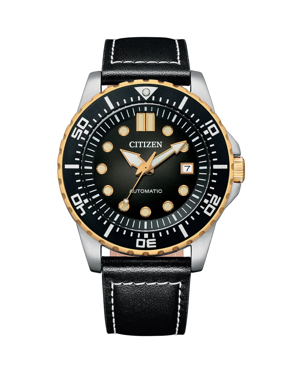 Citizen Black Dial Leather Strap Automatic Mens Watch - NJ0176-10E