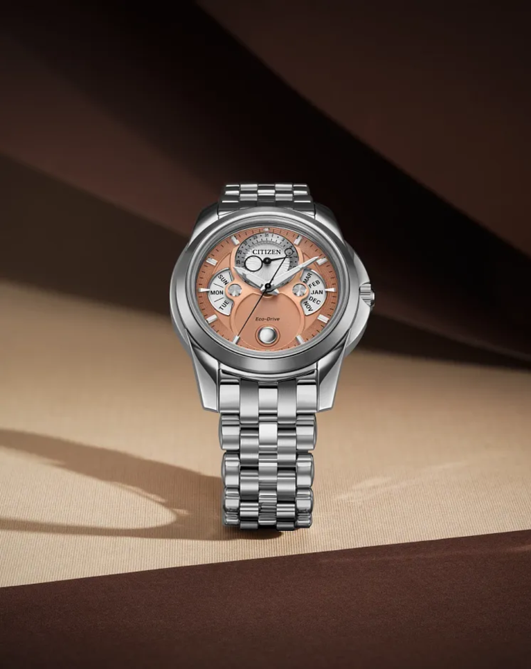 Citizen Calendrier Salmon Dial Stainless Steel Mens Watch - BU0080-52X