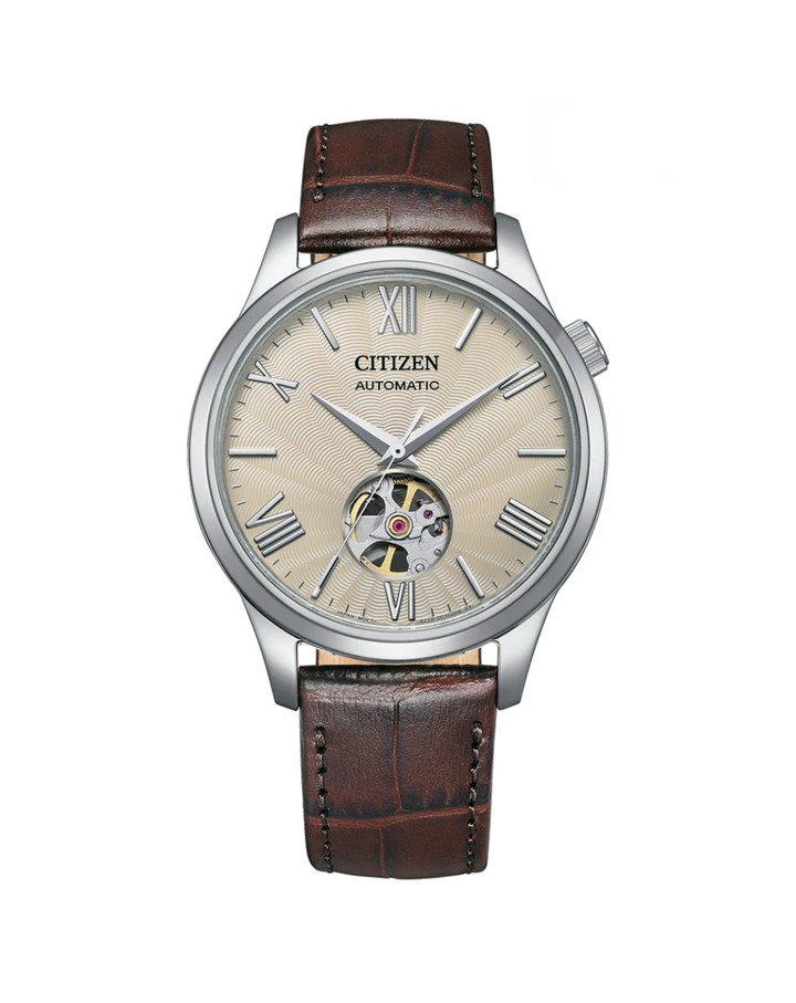 Citizen Classic Automatic Open Heart Leather Strap Mens Watch - NH9130-17A