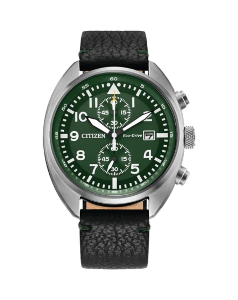 Citizen Eco Drive Dark Green Chronograph Mens Watch - CA7041-07X