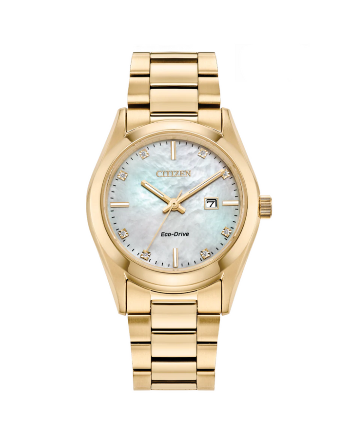 Citizen Gold MOP Dial Eco Drive Ladies Watch - EW2702-59D