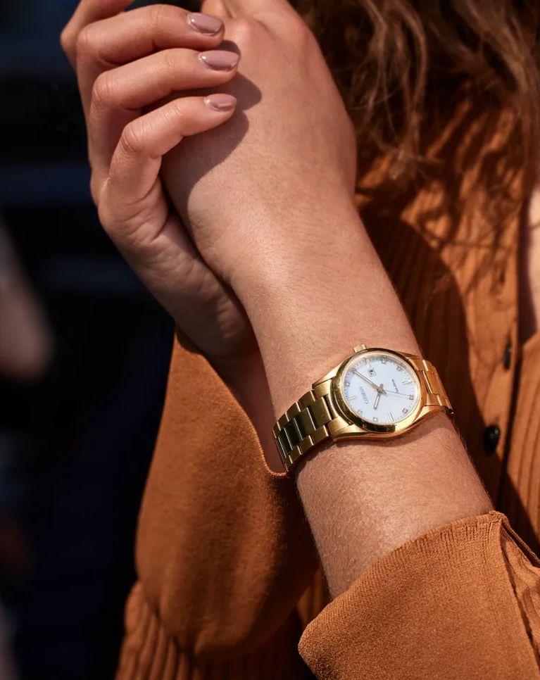 Citizen Gold MOP Dial Eco Drive Ladies Watch - EW2702-59D