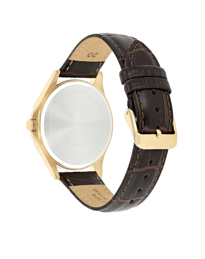 Citizen Gold Tone Leather Strap Classy Men's Watch - BF2023-01H