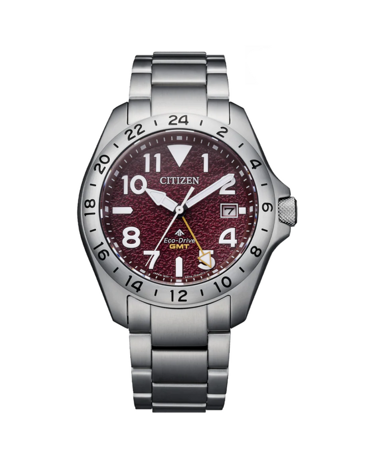 Citizen Promaster Land GMT Eco Drive Red Dial Mens Watch - BJ7150-50W