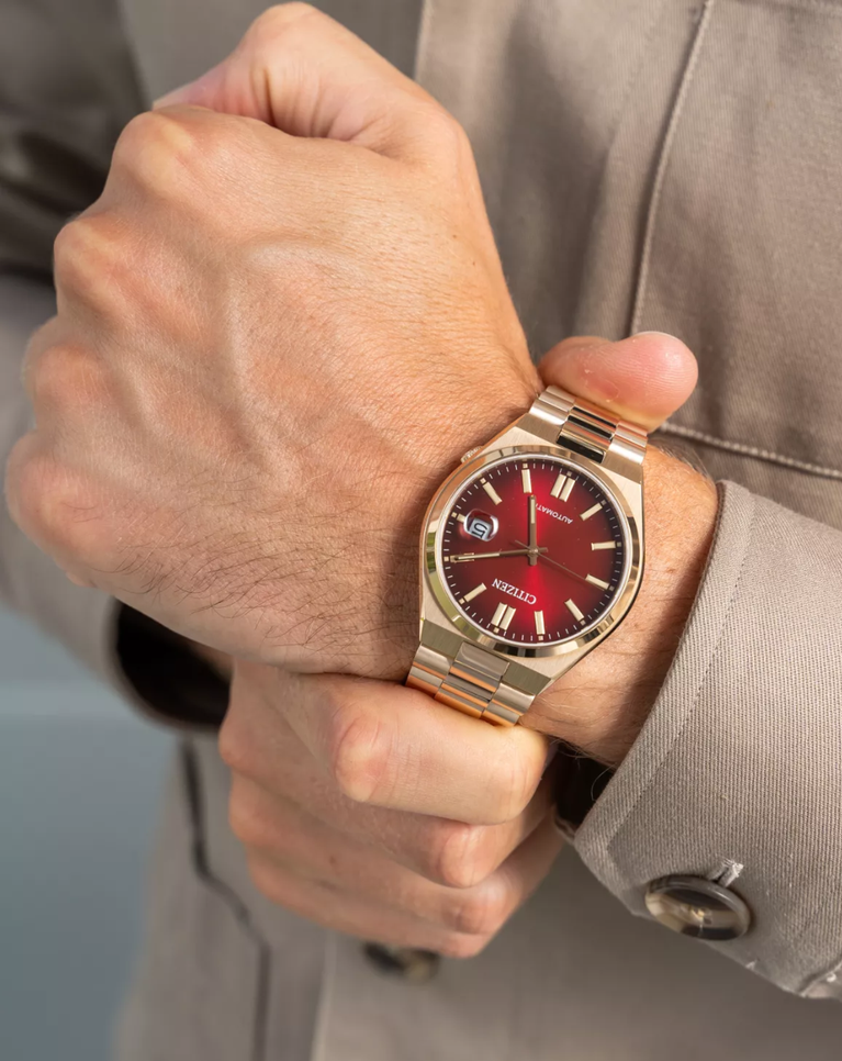 Citizen Tsuyosa Automatic Gold Tone Red Dial Watch - NJ0153-82X