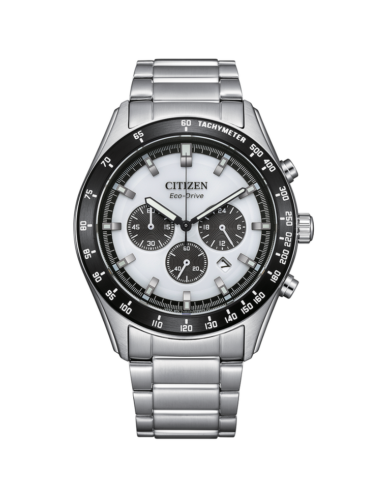Citizen Chronograph Panda Dial Eco Drive Men's Watch - CA4674-58A
