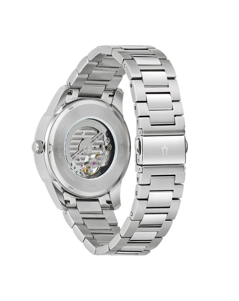 Bulova Sutton Automatic Blue Dial Open Heart Men's Watch - 96A281