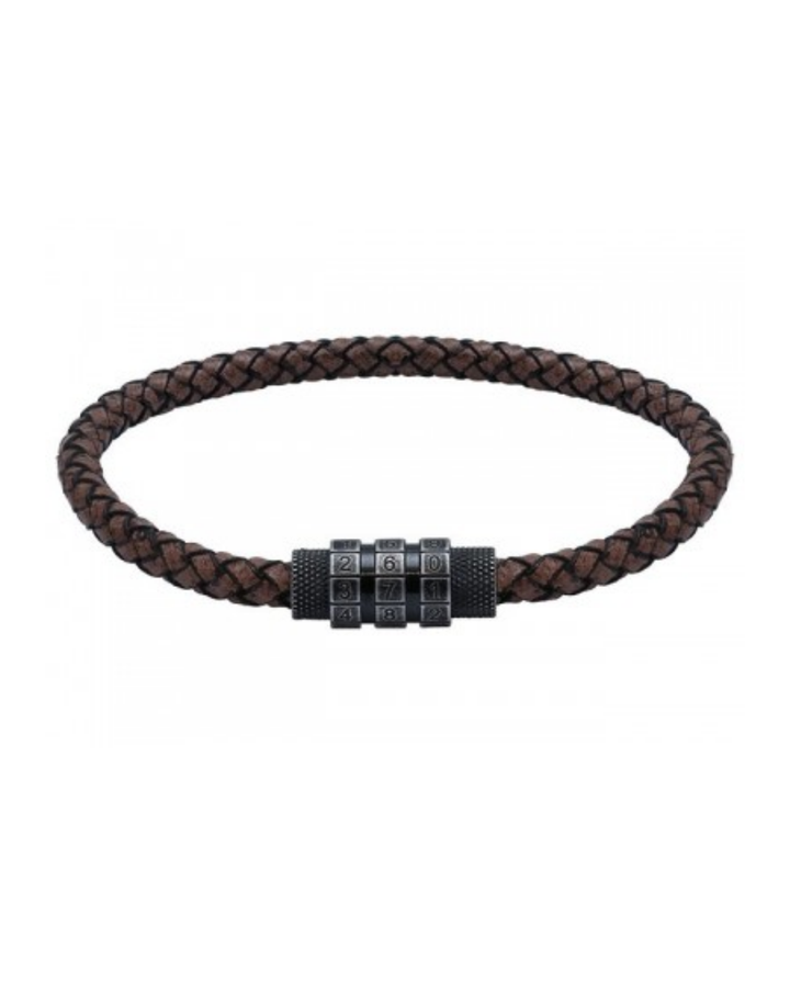Rochet France Brown Braided Leather Bracelet 5mm x 21 cm – HB3685