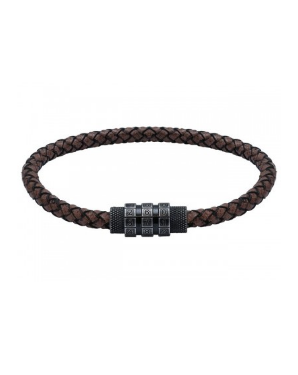 Rochet France Brown Braided Leather Bracelet 5mm x 21 cm – HB3685