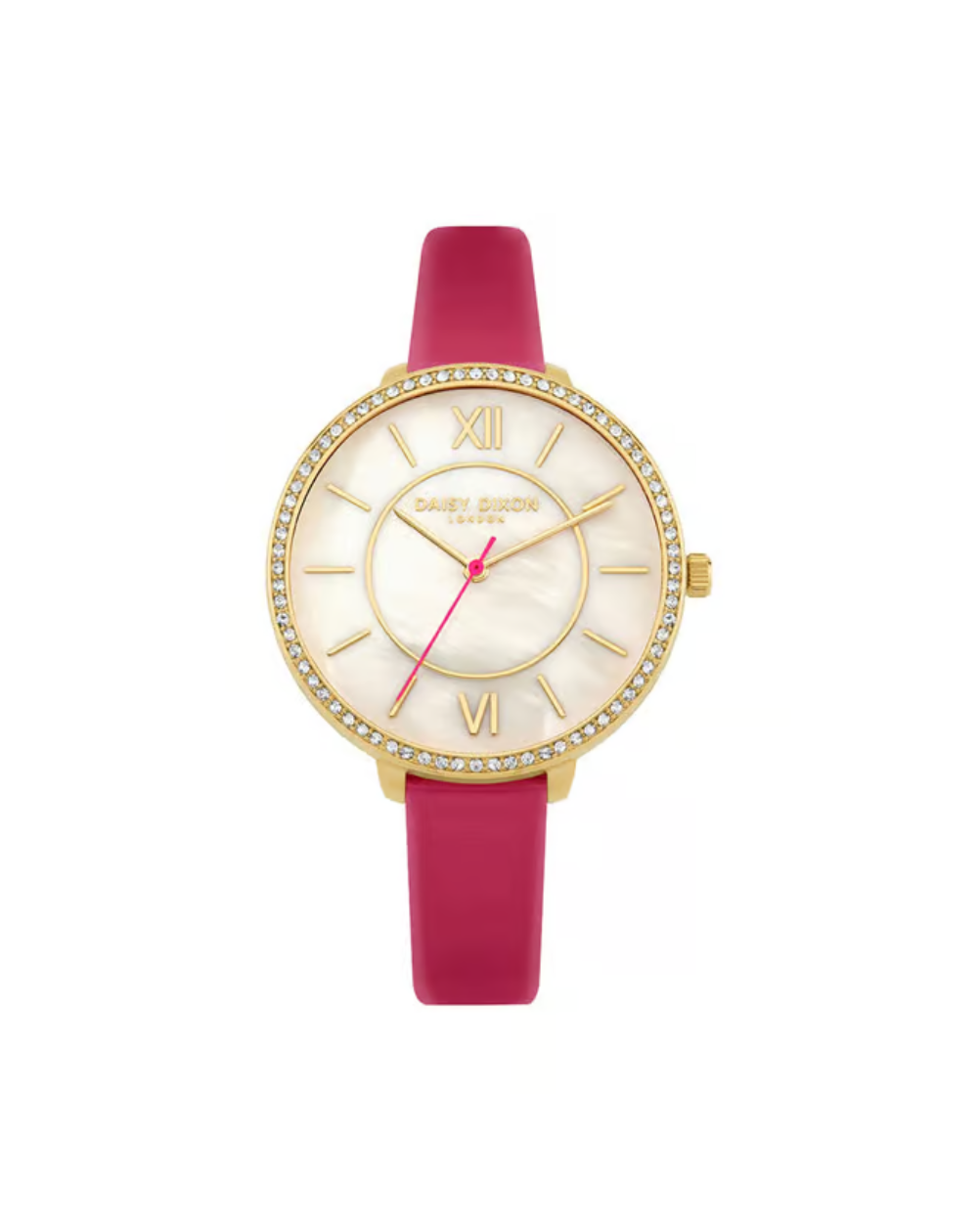 Daisy Dixon London "Bella" Pink Strap Studded MOP Dial Ladies Watch - DD088PG