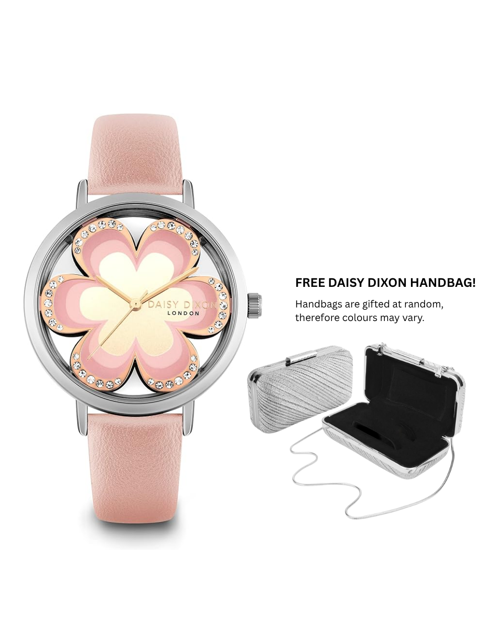 Daisy Dixon London "Kendall" Flower Dial Pink Leather Ladies Watch - DD116RG