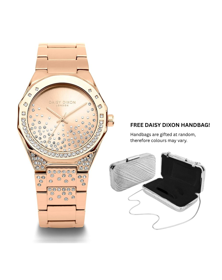 Daisy Dixon London "Alessandra #20" Rose Gold Studded Ladies Watch - DD129RGM