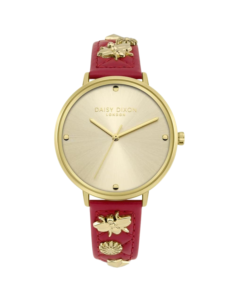 Daisy Dixon London "Kendall" Red Strap Gold Ladies Watch - DD133PG