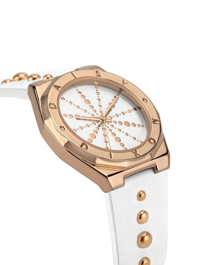 Daisy Dixon London "Alessandra" Rose Gold White Strap Ladies Watch - DD138WRG
