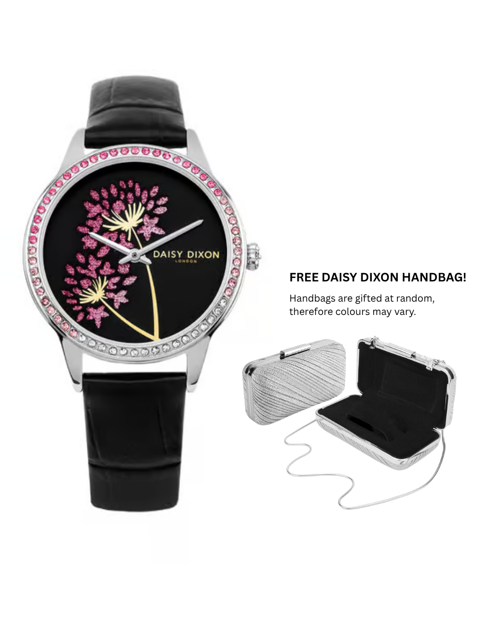 Daisy Dixon London "Lily" Rainbow Bezel Black Strap Ladies Watch - DD150BS