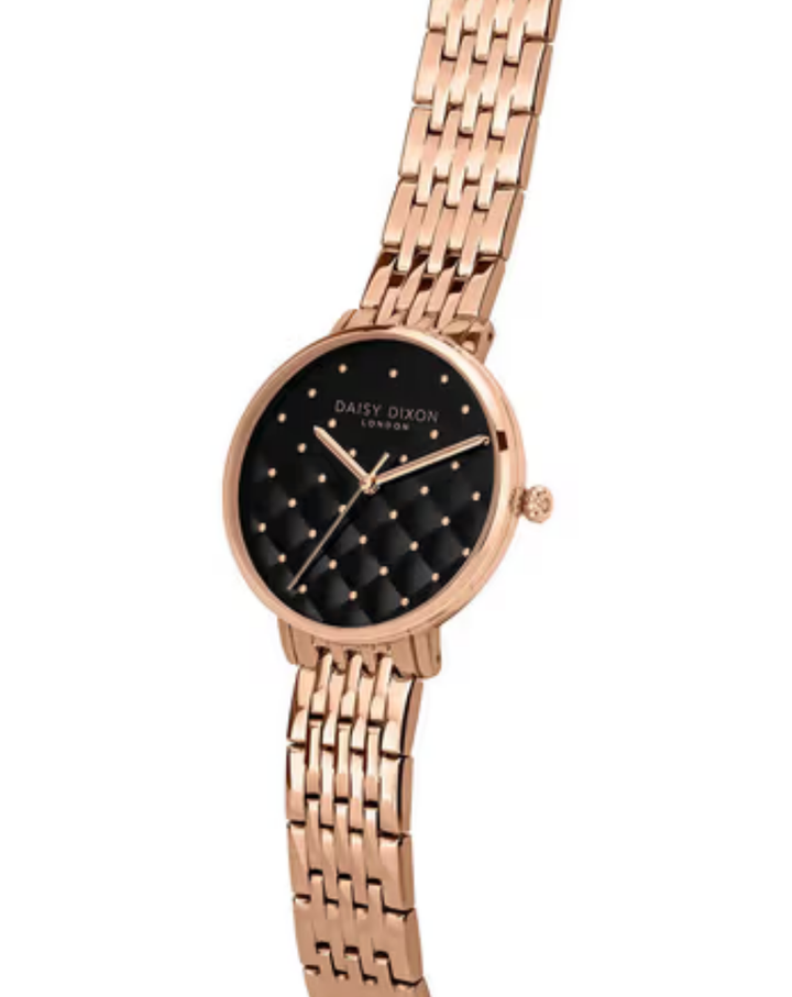 Daisy Dixon "Kendall" Rose Gold Black Dial Ladies Watch - DD165RGM