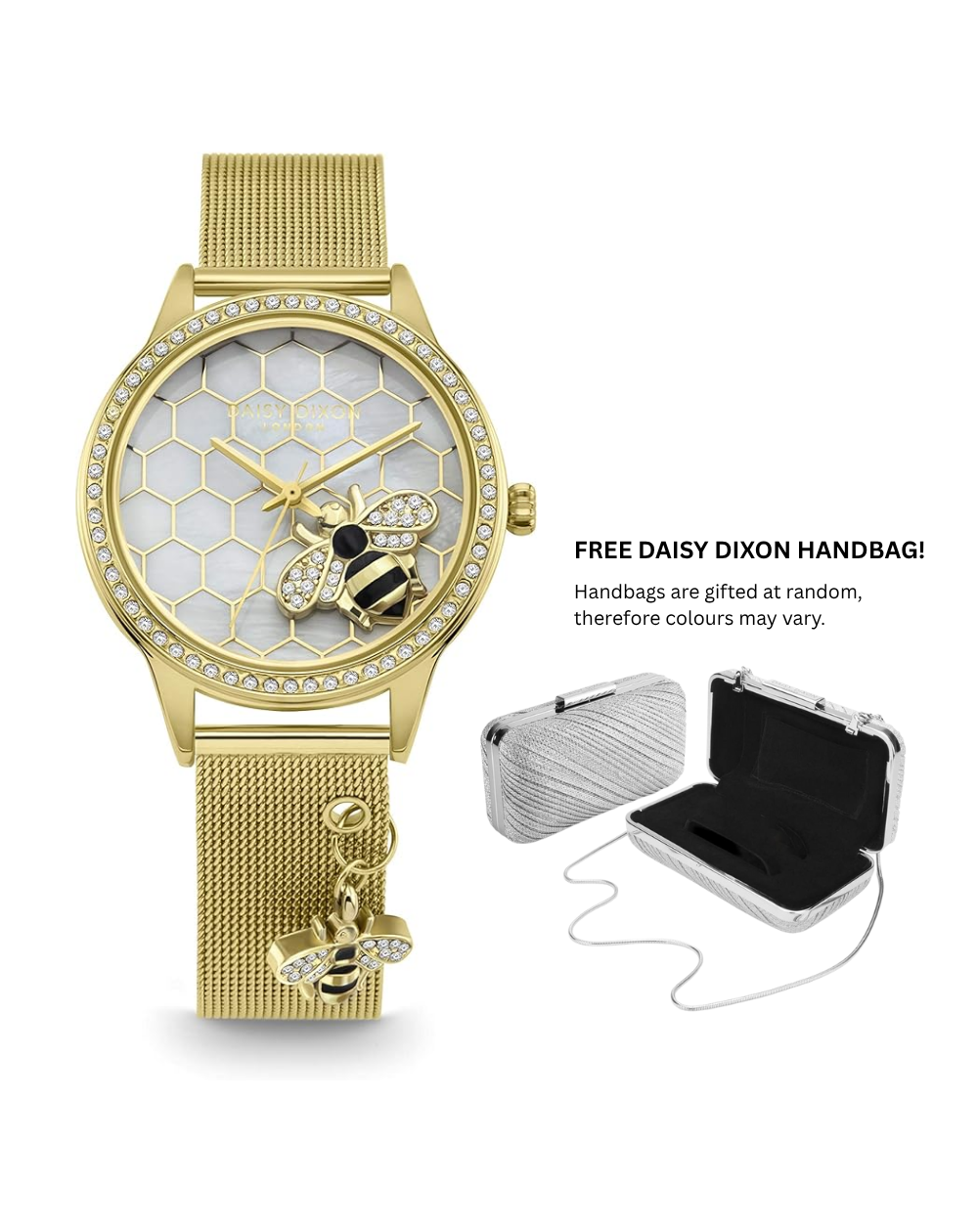 Daisy Dixon "Lily" Gold Dial Studded Ladies Watch - DD178GM