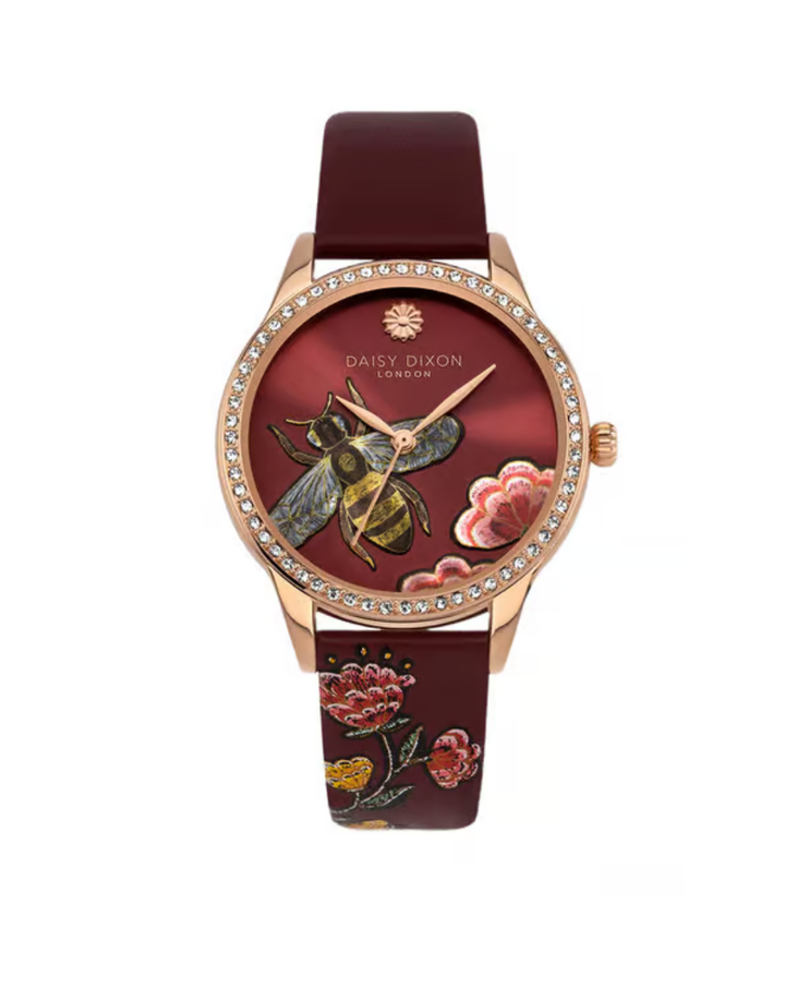 Daisy Dixon London "Lily #27" Floral Strap Studded Ladies Watch - DD181R
