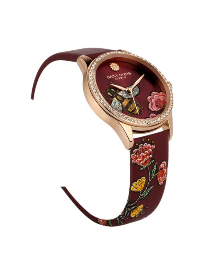 Daisy Dixon London "Lily #27" Floral Strap Studded Ladies Watch - DD181R