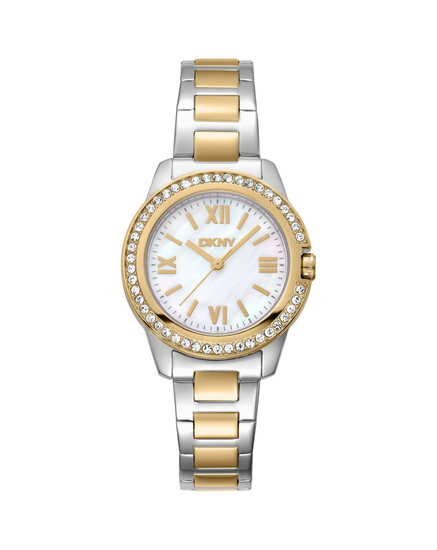 DKNY Evening crystal-set mother-of-pearl dial ladies watch DK1L105M0085