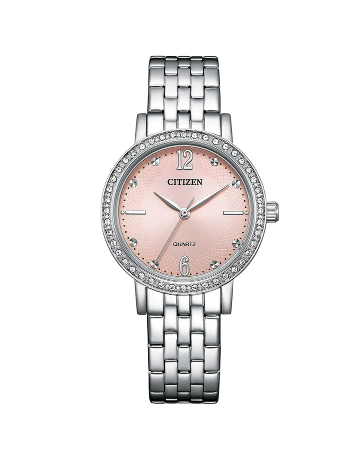 Citizen Elegant Pink & Crystals 31mm Ladies Watch - EL3100-55W