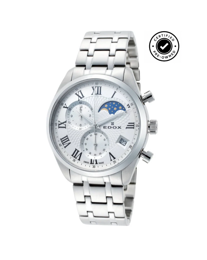 Edox “Les Vauberts” Men’s Moonphase Chronograph Watch - 01655-3M-ARN