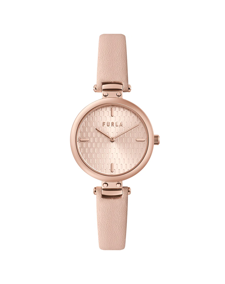 Furla Mini Pink Dial Leather Strap Ladies Watch - WW00018004L3