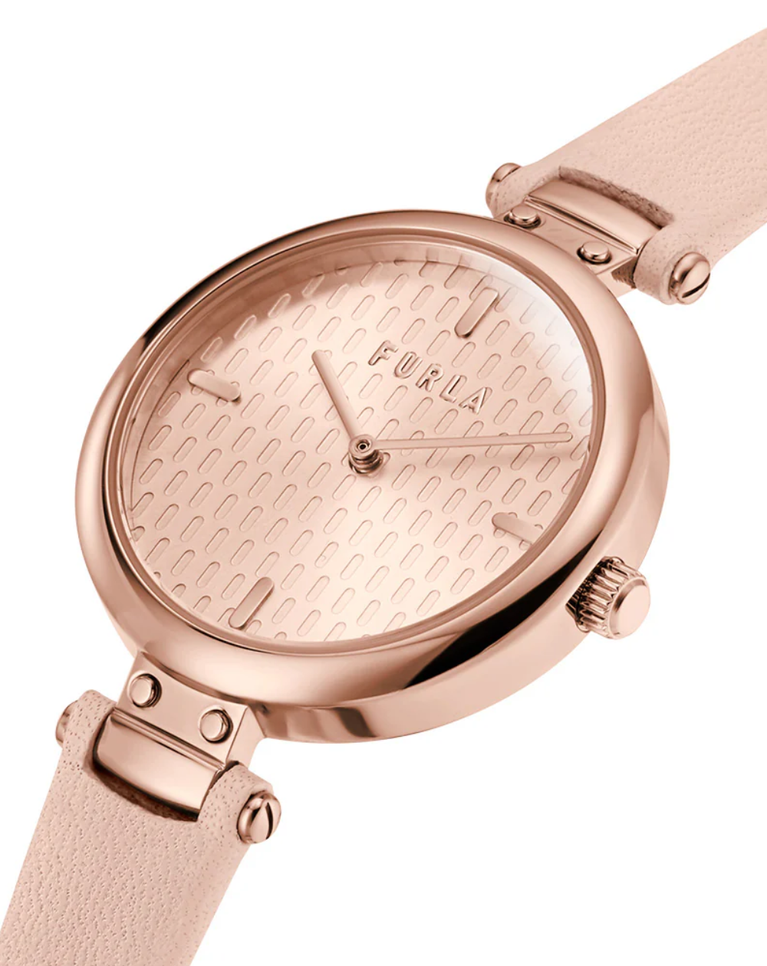Furla Mini Pink Dial Leather Strap Ladies Watch - WW00018004L3