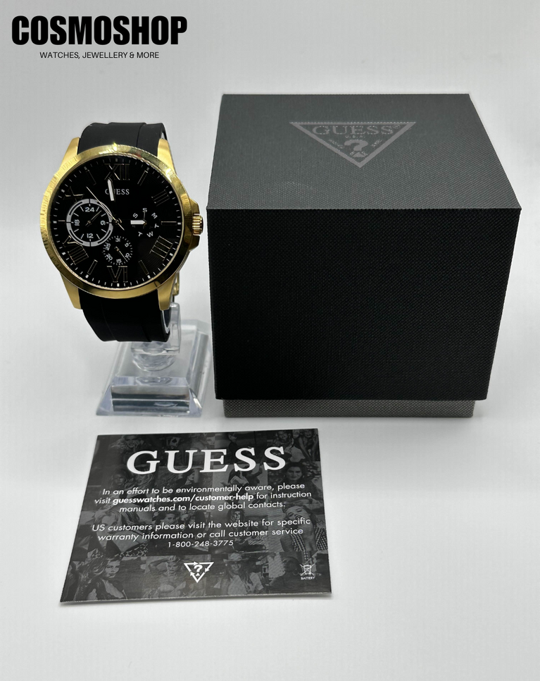 Guess Silicon Strap Gold Analog Men's Watch - GW0012G2