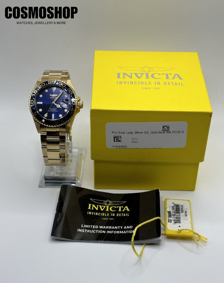 Invicta Pro Diver Unisex Gold/Blue Watch - 33262