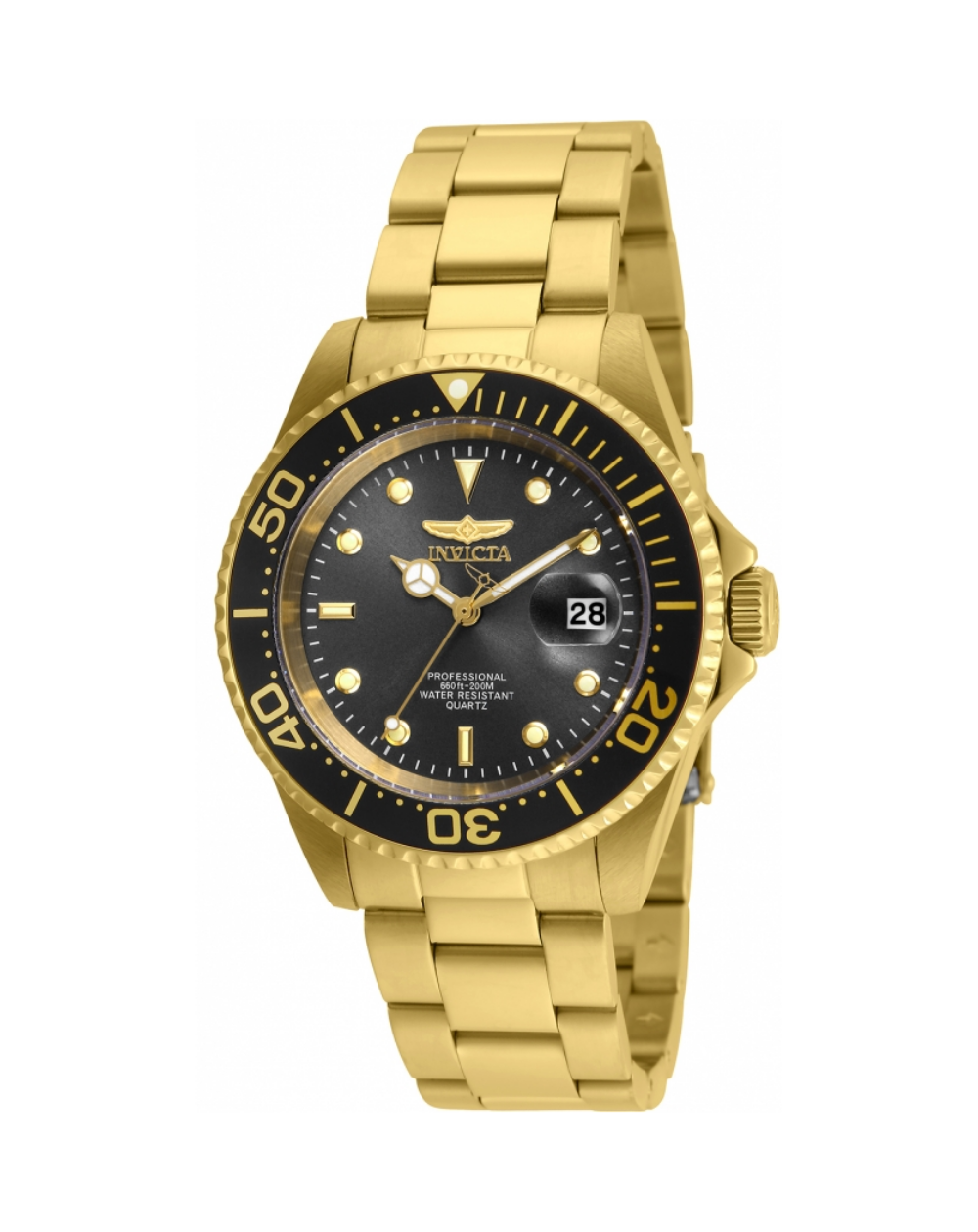 Invicta Pro Diver Gold Quartz Black Dial Men's Watch - 24949