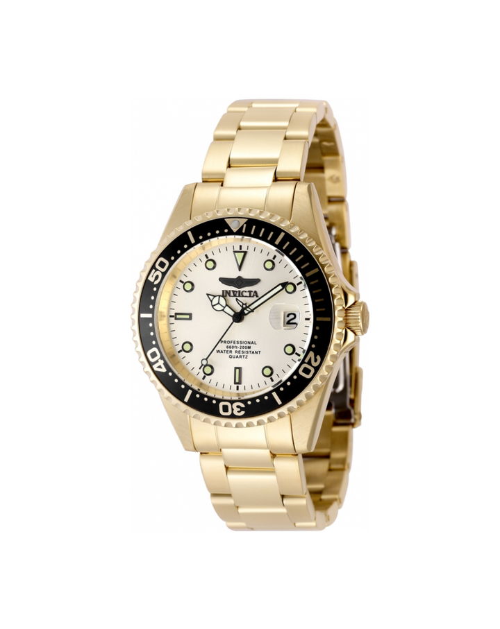 Invicta Pro Diver Gold Unisex Watch Black Bezel - 48728
