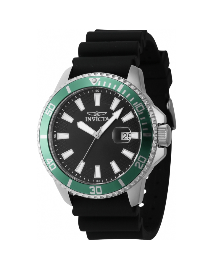 Invicta Pro Diver Green Bezel Silicone Strap Mens Watch - 46129