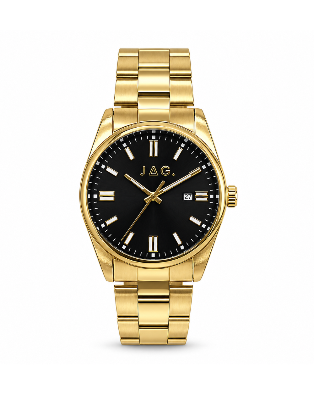 JAG Marsden Gold Smooth Bezel Black Dial Mens Watch - J2957A