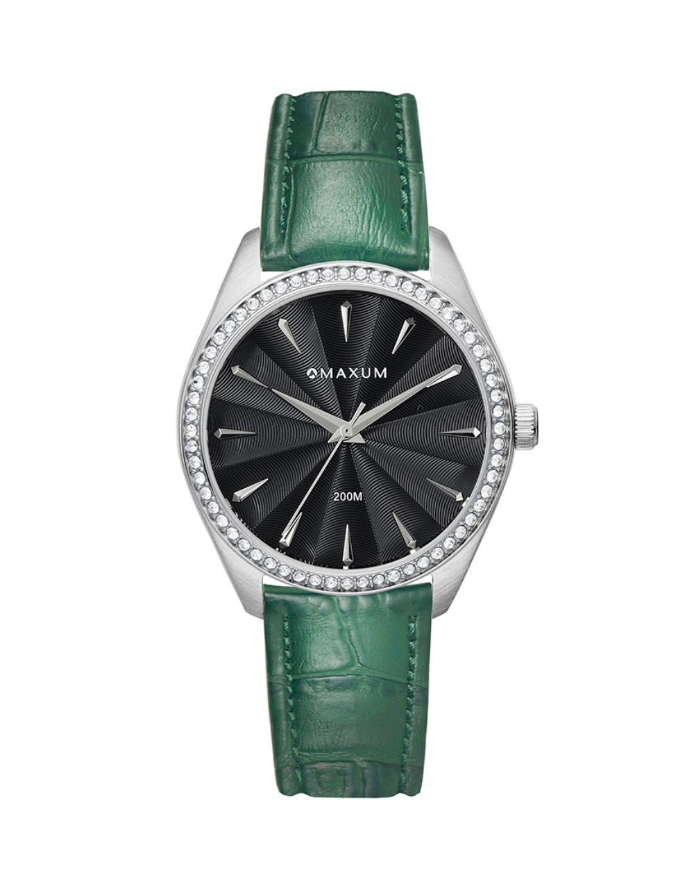 Maxum Classic Black Dial Green Leather Ladies Watch - MW24202L04