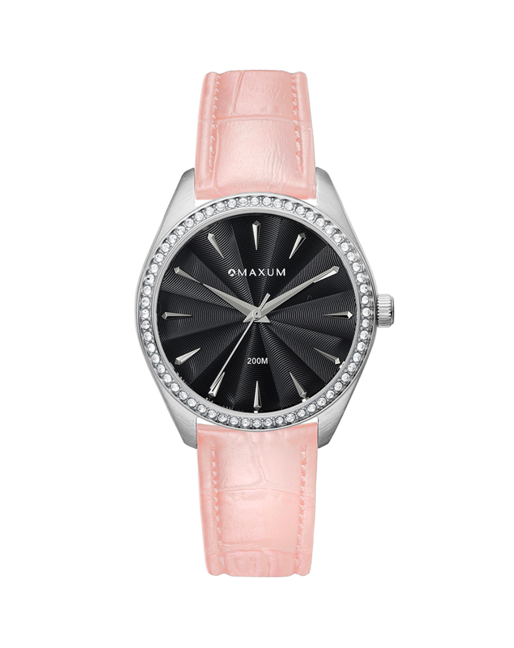 Maxum Classic Black Dial Pink Leather Ladies Watch - MW24202L05
